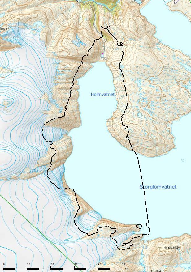 Konsekvensutredning reindrift 17 Figur 12 SINTEFs støykart med grense for stille områder Lden 40 for alle uttaksområdene samlet Figur 13