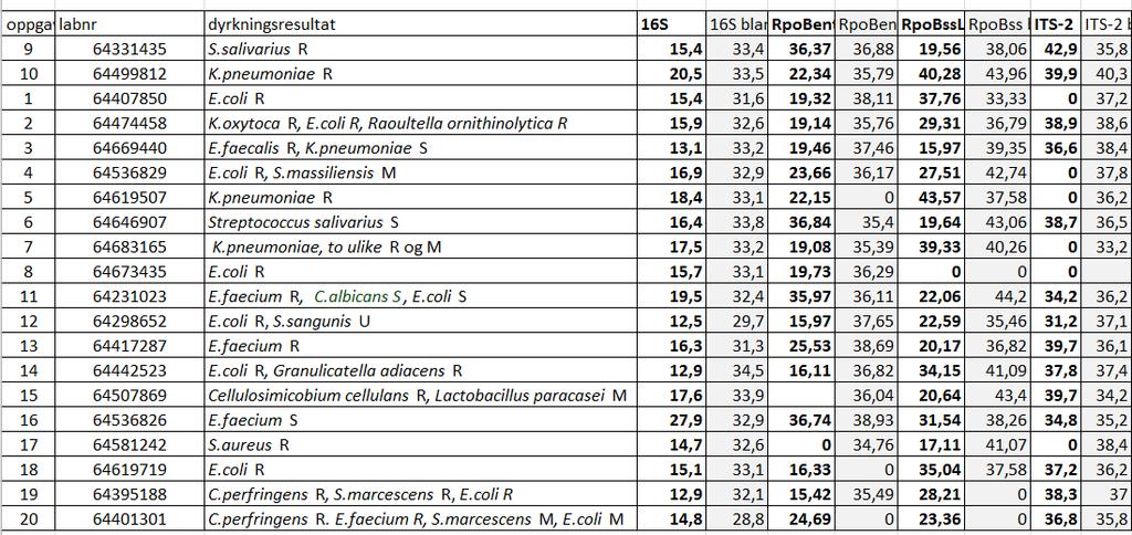 VEDLEGG B Sanntids-PCR utført på galleprøvene i forkant av oppsettet med massiv