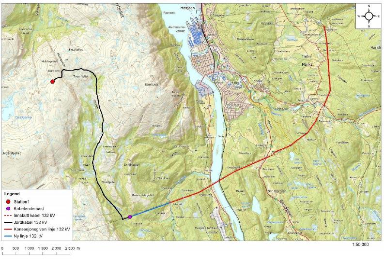 Helgeland Side 48 6.2 Vedtatte tiltak og anlegg som har fått innvilget konsesjon 6.2.1 Øyfjellet vindkraftverk Eolus Vind Norge AS fikk i 2016 konsesjon for et vindkraftverk på Øyfjellet i Vefsn kommune.