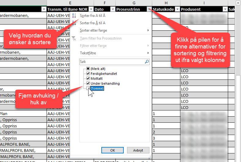 BIM2Share Rapporter: Brukerveiledning side 8/12 3 Tilpasse rapporter Du kan enkelt sortere og filtrere visningen i tabellen.