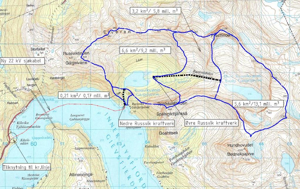 Skjema for dokumentasjon av hydrologiske forhold for små kraftverk ØVRE RUSSVIK KRAFTVERK, Russvik i Tysfjord kommune. Vassdragsnummer 171.82D. 1 Overflatehydrologiske forhold 1.