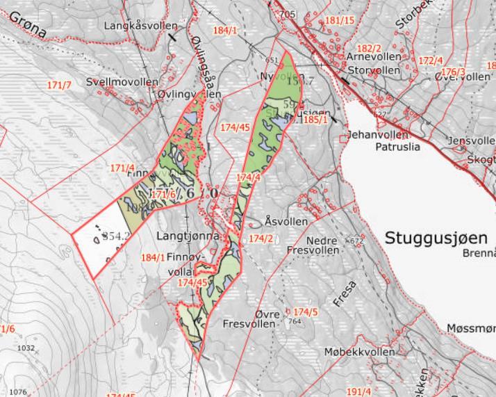 Kartvedlegg: Den aktuelle teigen 174/4, Finnøyvollen øst