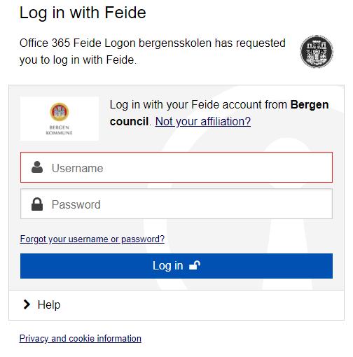 NO NÅR DU LOGGER PÅ OFFICE 365. Du kommer til denne siden for elevpålogging hvis du skriver @bergensskolen.no adresse.