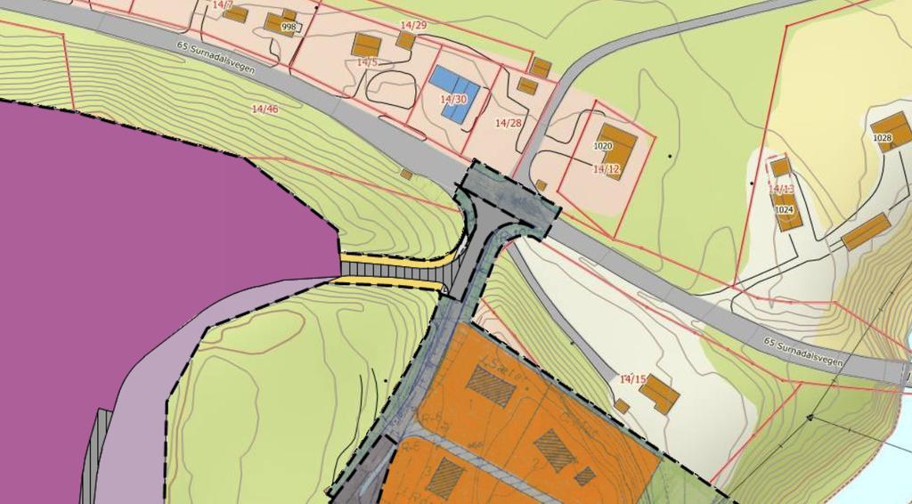 Hensikt med regulering Hensikten med reguleringen er å tilrettelegge for gang- og sykkelveg langs fv 65. Forhold til overordnete planer Planforslaget er i tråd med kommuneplanens arealdel vedtatt 9.