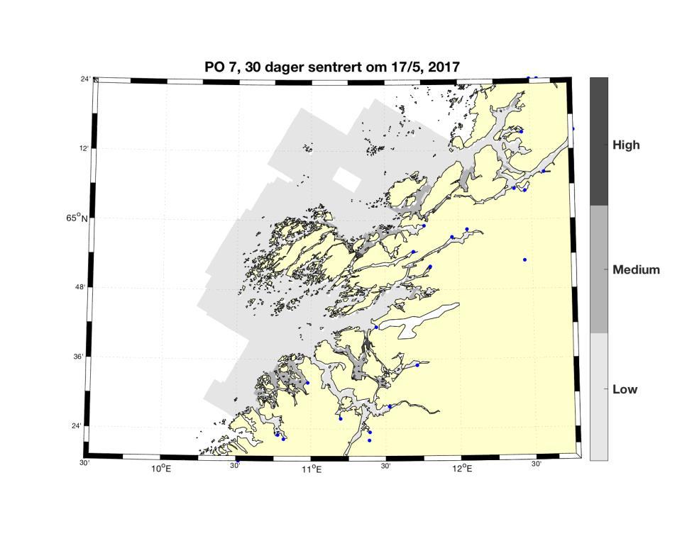 4 Resultat 2017 4.7 (2017) PO 7: Nord-Trøndelag med Bindal I dette produksjonsområdet vandrer hovedvekten av smolten ut rundt midten av mai.