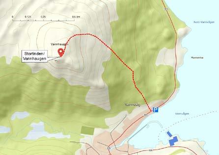 STORTINDEN 360 moh Stortinden (360 moh) (også kalt Vannhaugen) er en av de mest besøkte på Vannøya.