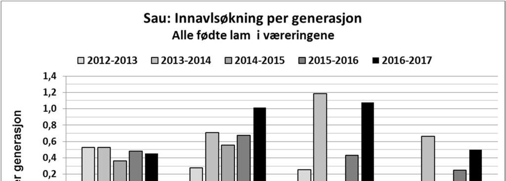 29.2 Innavlsoppbyggingen Semininntaket og bruken av semin i væreringene har avgjørende betydning for oppbyggingen av innavlsgraden i populasjonen.