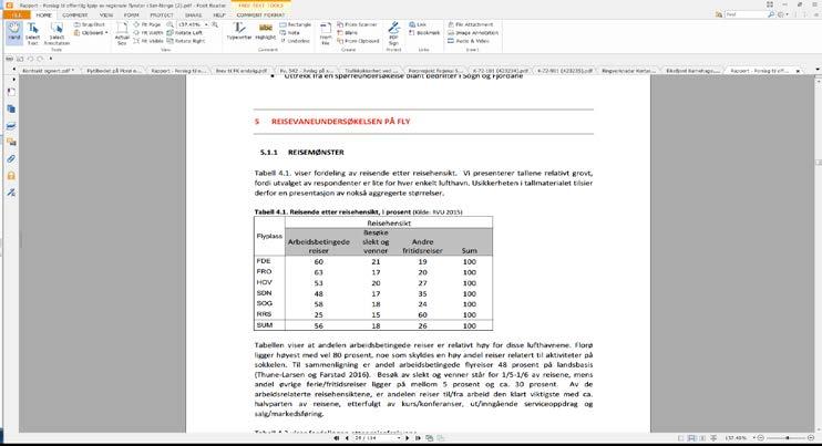 FLORA KOMMUNE reiser tur/retur Ørsta/Volda Bergen. Reisevaneundersøkelse på fly Tabell 4.1. viser fordeling av reisende etter reisehensikt.