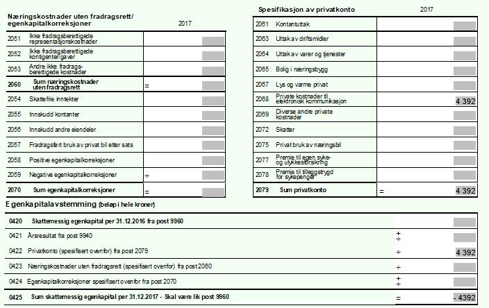 2. Næringsoppgaven Fri telefon, bredbånd mv Som for ansatte i et foretak, skal også den næringsdrivende beskattes med en sjablong av kostnadene Sjablongen er p.t 4.