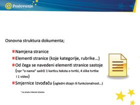 Osnovna struktura dokumenta / funkcionalna specifikacija Svrha web stranice Elementi web stranice (koje kategorije, dijelovi.