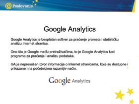 PriruËnik za trenere 4.2. Google Analytics Google Analytics je besplatan program za praćenje prometa i statističku analizu internetskih stranica.