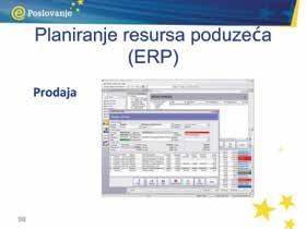 ERP integriraju sljedeće funkcionalnosti: Financijsko, materijalno i skladišno knjigovodstvo i računovodstvo Plaćanja, platne liste i prihode Poslovi prodaje, blagajne i POS uređaji Uprava i