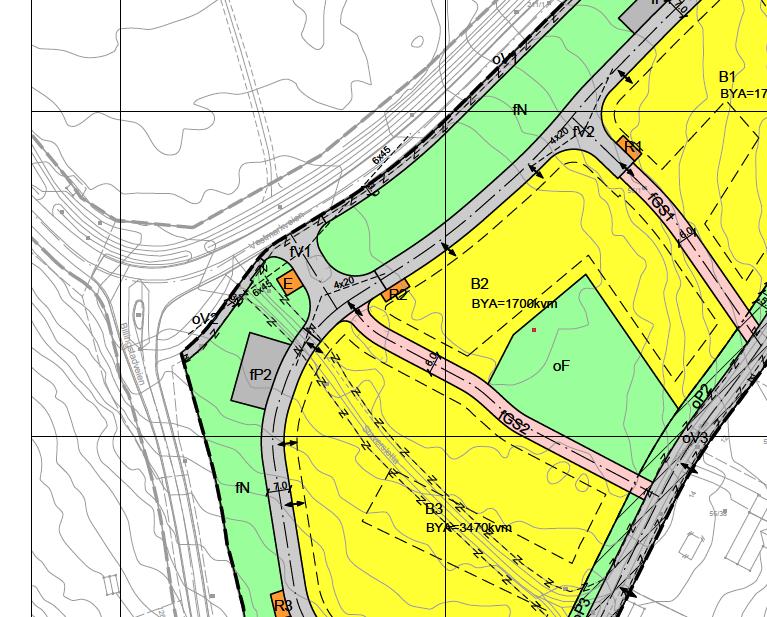 3.1.2 Kryss fv615 x kv1310 Skisse 8 Regulert nytt boligområde Staversletta, der atkomstveg er flyttet noe retning Tanum skole.