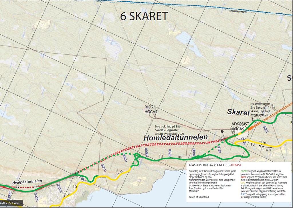 5 Delområde Skaret Skisse 29 Delområde Skaret riggområde I dette området vil det være anleggstrafikk til tverrslag på Høgås og