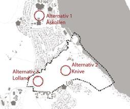 3. Tomteervervelse Knive/Lolland/Åskollen Alternativer Alternativ 1: Åskollen - i området mellom dagens barneskole og helseknutepunktet Tomt eies av DK Eksisterende Flerbrukshall kan brukes av