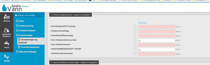 3.3 Registrering av Investeringer og investeringsplaner Det er to skjemaer under skjemagruppen Investeringer, som skal rapporteres for selskapets totale