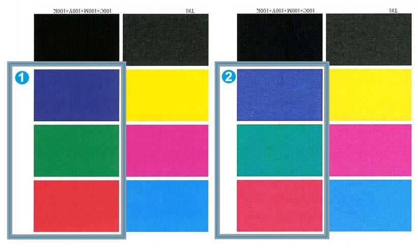 Avansert papiroppsett Fargeforskyvning Bruk alternativet Andre mottrykksoverføringsrull når fargene er forskjøvet på utskriftene og de er veldig forskjellige fra det du ønsker.