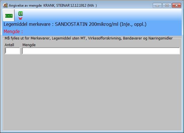 102 Kurshefte Trykk deretter Ctrl+W og registrer videre på vanlig måte. Når all informasjon er registret på resepten lagrer vi dette med Ctrl+W.
