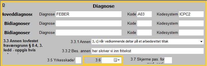 Nytt i denne sykemeldingen er feltet 3.3.1. Her kan vi registrere annen lovfestet frævarsgrunn. Da må vi velge fra listen som ligger under punkt 3.