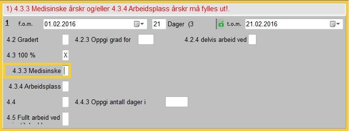 I dette vinduet setter man også opp om det er en 100% eller gradert sykemelding.