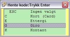 152 Kurshefte betalingsmåten som er benyttet, og trykk Enter. Lagre giroen ved å trykke Ctrl+W. Svar Ja for å bekrefte betalingen.