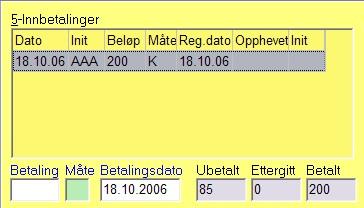 Regningskort 153 Velg innbetalingen du ønsker å oppheve, og trykk Ctrl+Delete.