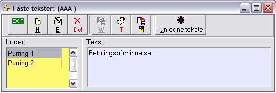 170 Kurshefte Trykk Alt+P for å sende purring. Velg ønsket purretekst i listen over faste tekster, og trykk Enter.