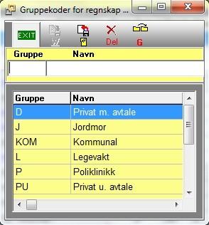 Velg ønsket gruppekode i listen, og trykk Enter.