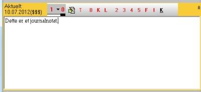 For å flytte deg mellom feltene i journalvinduet, trykk Tabulator eller Alt+valgtegn. Lagre notatet ved å trykke Ctrl+W.