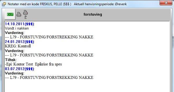 Jounalnotater 5.7 23 Søke etter notater med ord/kode Når du befinner deg i journalvinduet, trykk Alt+C for å søke etter journalnotater som inneholder ord/kode.