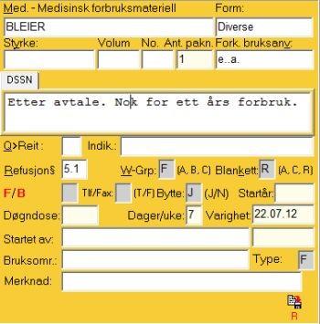 Bruk piltastene for å bla deg ned/opp i listen over de faste medisinene. Trykk Enter på valgt medisin for å fornye den.