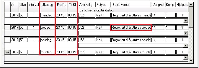 2.3 Registrering av oppgaver som utføres på natten Når du skal registrere besøk på natten er det viktig at du er klar over at Profil har vansker med å plassere besøk riktig når de registreres med