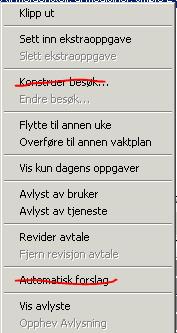 3 4 Høyre klikk i vinduet gir deg: Høyre klikk i vinduet gir deg: Rød strek betyr at de ikke skal brukes Klipp ut betyr at du «kopierer» oppgaven og får valget lim inn dersom du ønsker å flytte den