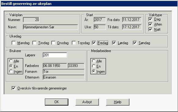 4.2 Vedlikehold av ukeplan når midlertidig opphør er registrert på tjenesten Når man bruker ukeplan og arbeidslister i Profil er det viktig at man har gode rutiner for oppdatering (ny generering) av