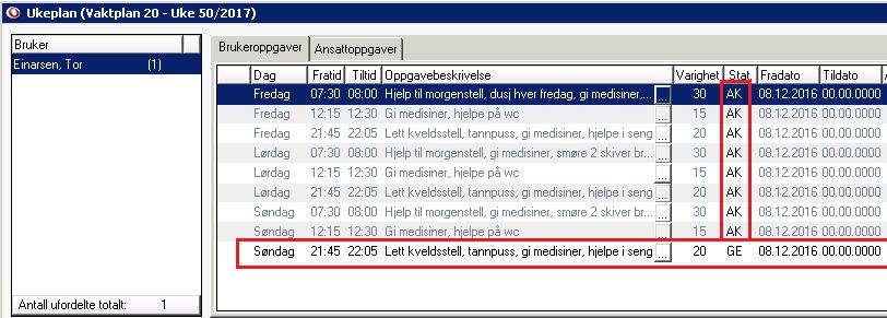 Arbeidslister vil for de fleste lages ferdig for neste uke, da vil for eksempel, som i bildeutklippene her, en endring av oppgaver som skal utføres fredag til søndag, kreve at man genererer ukeplan