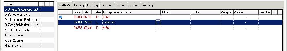 Arbeidsrute Hakeboksen markerer at denne registreringen er en arbeidsliste og ikke en person. NB Man må aldri sette hake på ansatte her.