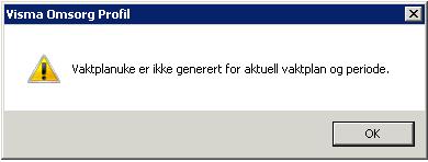 Her kommer også poenget med at turnusplan og vaktplan som skal henge sammen bør ha samme navn. Generering fra og med uke/år: Angi uke og år du vil generere fra (gjerne uken og året du er i).