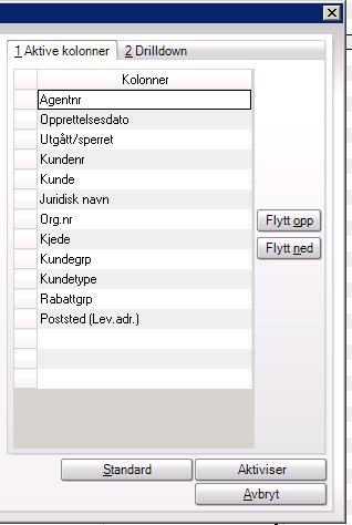 Anbefalte tabelloppsett Ved kundesøk Agentnummer - er kunden knyttet til rett agent Opprettelsesdato - få oversikt over nye kunder Utgått/sperret - filtrer vekk sperretkunder Kundenummer - Nøkkelen