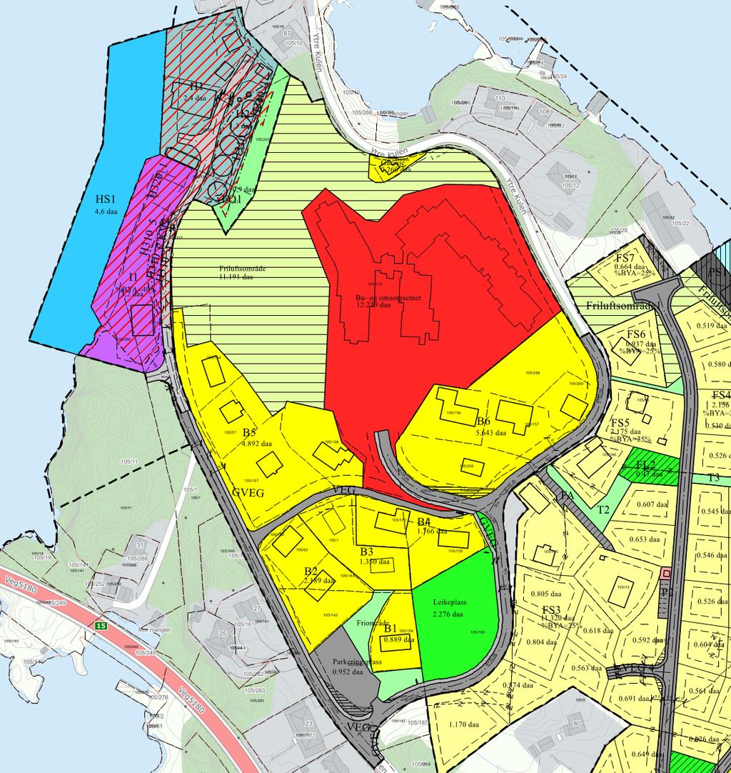 Nordplan side 4 av 10 Tilhøvet til overordna planar Reguleringsplan Planlagt arealutnytting går utover føringane i gjeldande reguleringsplan frå 2001 når det kjem til utnyttingsgrad og arealformål