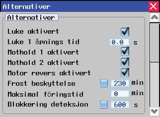 3.3.5 Innstillinger alternativer Her gjøres øvrige innstillinger og aktivering / deaktivering av ulike funksjoner Bilde 25 Luke aktivert / deaktivert - aktiver luken for å la FeedMixer automatisk