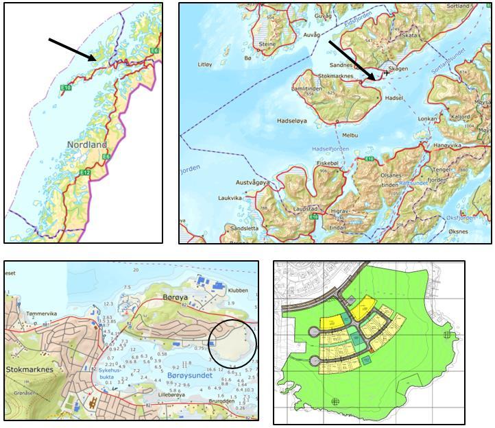 Kort om beliggenhet: Hadsel i Nordland fylke Børøya ved kommunesenteret