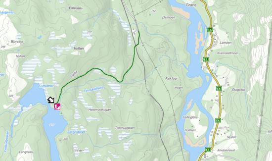 Post nr. 8: Langvatnet/Finsåsen 277 moh. Kartblad 1926 III Trofors Enkel Kjør nordover langs E6 til du kommer til Grane.