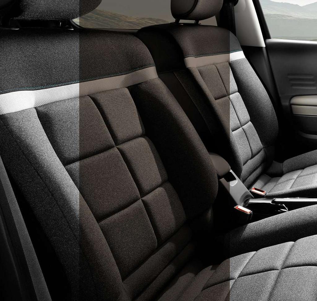 ET STILRENT OG UTSØKT INTERIØR Om bord på nye Citroën C4 Cactus er du omgitt av utsøkt design som gir deg reiselyst, med innredning inspirert av bagasjedesign, slik som stroppene på Top Box
