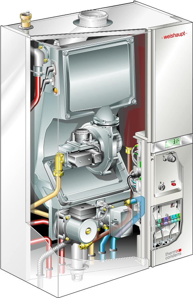 SCOT-elektrode for O 2 -regulering Strålebrenner Turtallsregulert vifte Gasskombiventil for O 2 -regulering