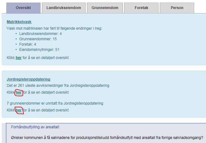 I meldingsoversikten er hver melding angitt med en identifikator, kommunenummer, matrikkelnr, dato og beskrivelse. Følgende typer meldinger logges: 1 A.