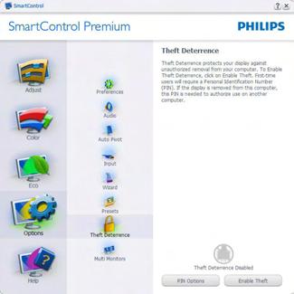 3. Bildeoptimering Options (Alternativer)-menyen Theft Deterrence (Tyverisikring) ruten er kun aktiv når Theft Deterrence (Tyverisikrings)- moduser valgt fra plugin-rullegardinmenyen. PIN-kode.