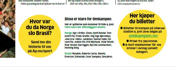 3 På sidene 28 31 ga Aftenposten noen tilbakeblikk fra den minnerike kvelden i 1998. Tittelen her var «Mirakelkvelden» og oppslagsbildet viste folkemengden på Karl Johan i Oslo den gang.