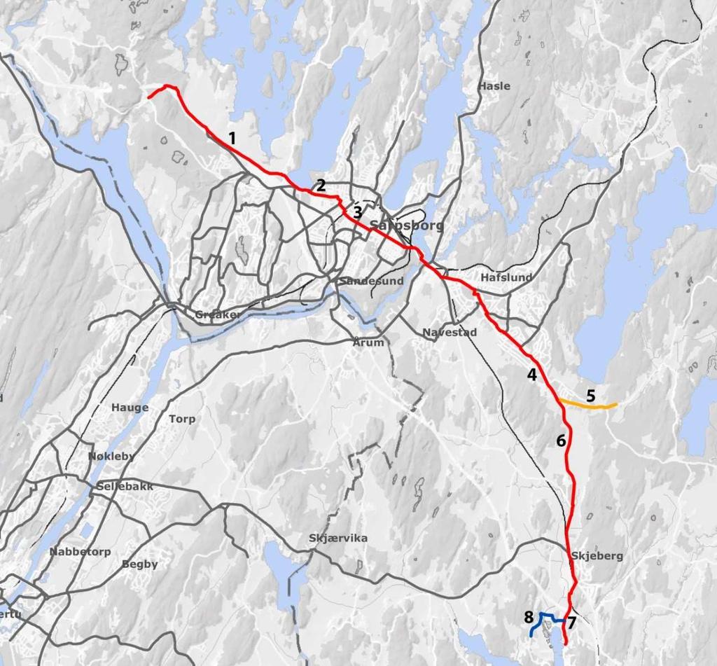 Rute 15 Eidet Høysand 1 Mellom Kalnes sykehus og Lekevoll-krysset. Det er lagt til grunn en sykkelløsning med eget anlegg for syklister.