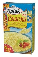 Tipiak Couscous tørr vare: 362 kcal 72,5 g karbohydrat hvorav 0 g sukker 2 g fett 100 % naturlig fremstilt, er lettvint og hurtig å lage. Et utmerket alternativ til ris og pasta.