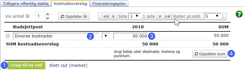 Oppsettet viser automatisk 3 år, dersom dere ønsker at kun ett år vises, kan dere bruke pilene som er merket med rød ring, for å redusere til 1 (ett) år, for deretter å trykke